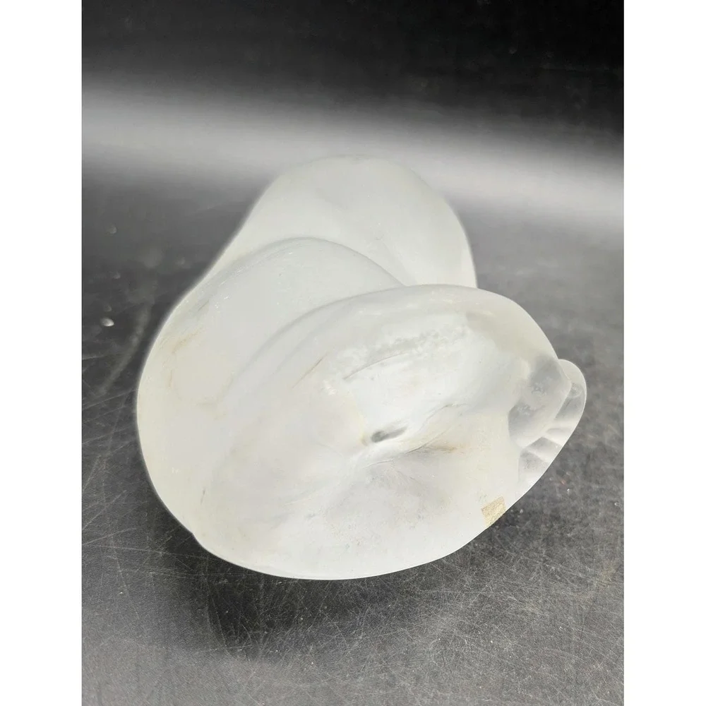 Frosted Nybro Sweden Glass Cat Figurine Sitting Feline Matte Clear White 4